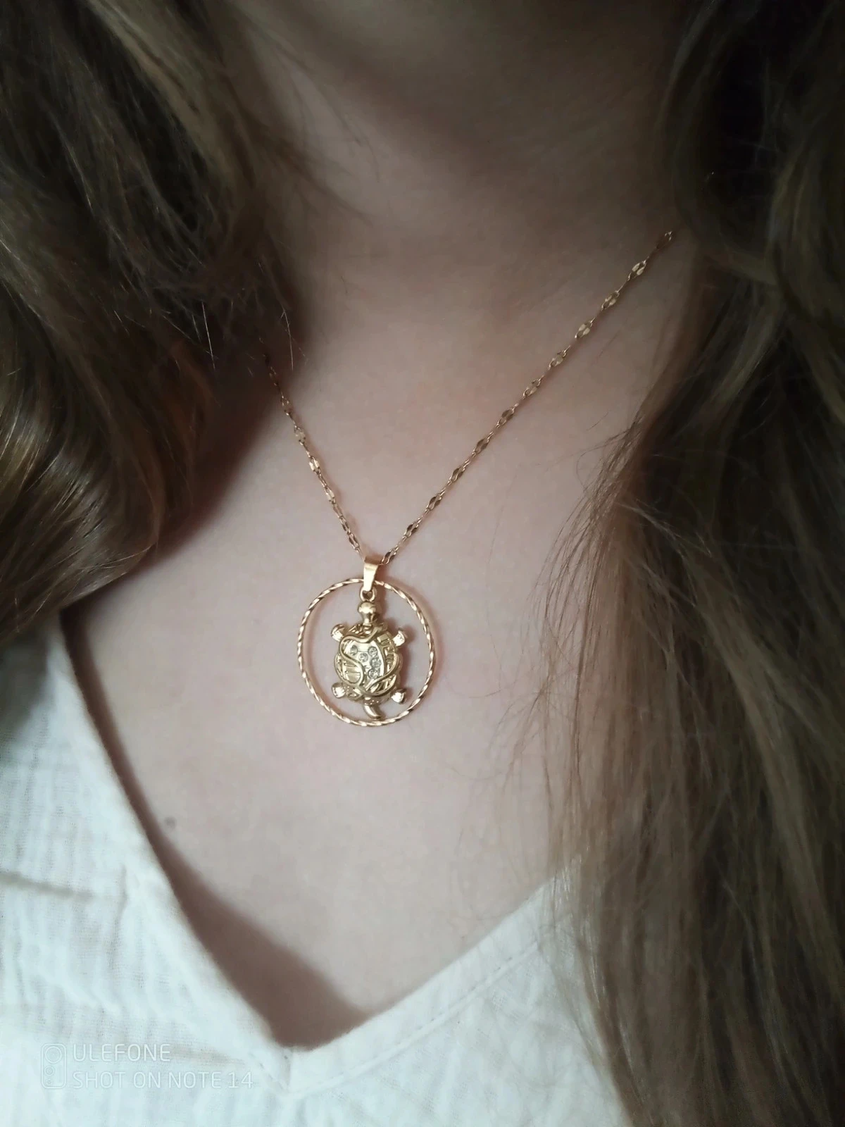 Collier tortue acier doré avec zirconium – photo 3